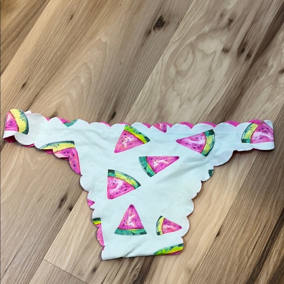 Watermelon Print Scalloped Bikini Bottoms - Picture 5 of 7
